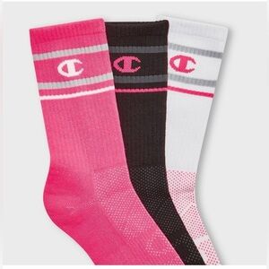 Champion Women’s Crew Socks Large 3 Pair Pink Performance Cushion Socks NWT